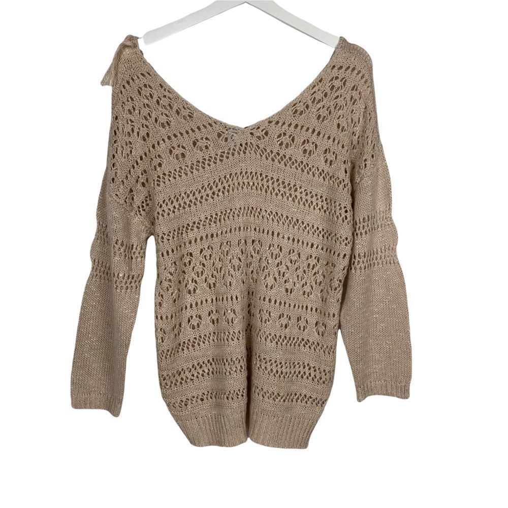 American Rag Co Loose-Weave, Fringe-Back Sweater size Medium